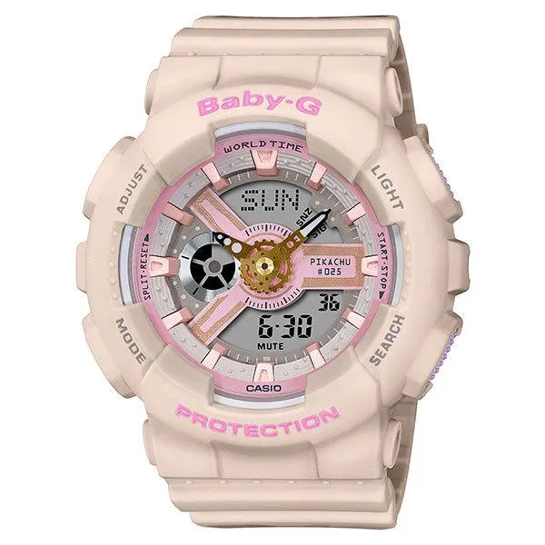 Reloj digital rosa para mujer CASIO BABY-G BA-110PKC-4AJR JDM de la colaboración con Pokémon Pikachu