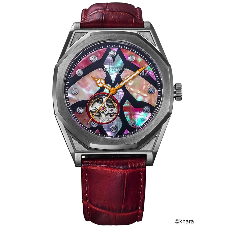 Reloj automático GARRACK S-MEISTER SMS-EVA-41-2 Evangelion Unidad-02 con mecanismo abierto, fabricado en Japón.