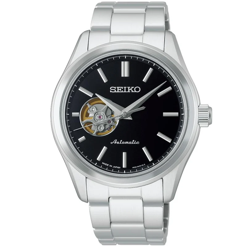 Reloj automático para hombre SEIKO SELECTION HFB003J JDM Open Heart negro, fabricado en Japón.