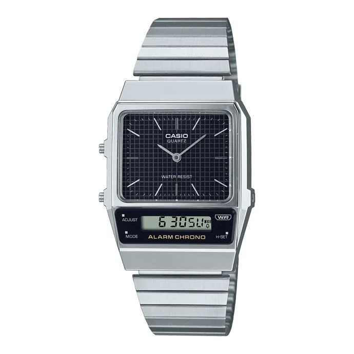 Reloj unisex analógico-digital CASIO CLASSIC AQ-800E-1AJF JDM plateado y negro