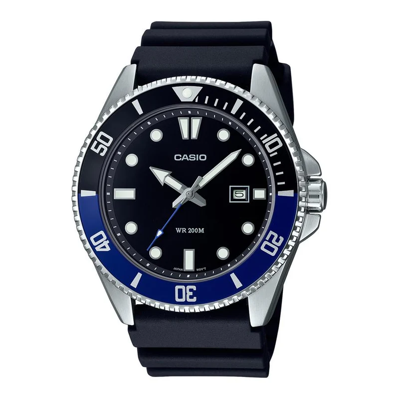 Reloj de hombre CASIO COLLECTION STANDARD MDV-107-1A3JF JDM, analógico, negro y verde, resistente al agua hasta 200 m.