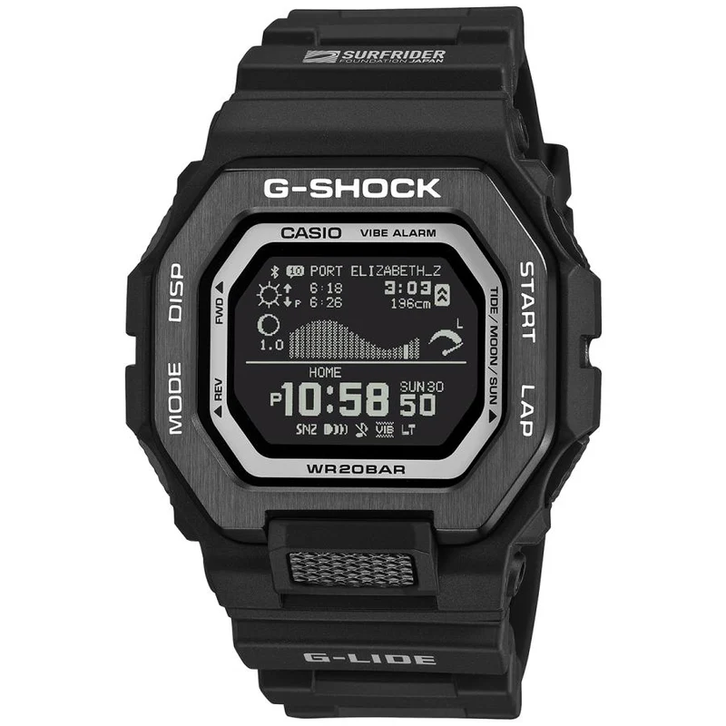 Reloj digital Bluetooth para hombre CASIO G-SHOCK G-LIDE GBX-100SFJ-1JR, colaboración con JDM SURFRIDER FOUNDATION JAPAN (2026).