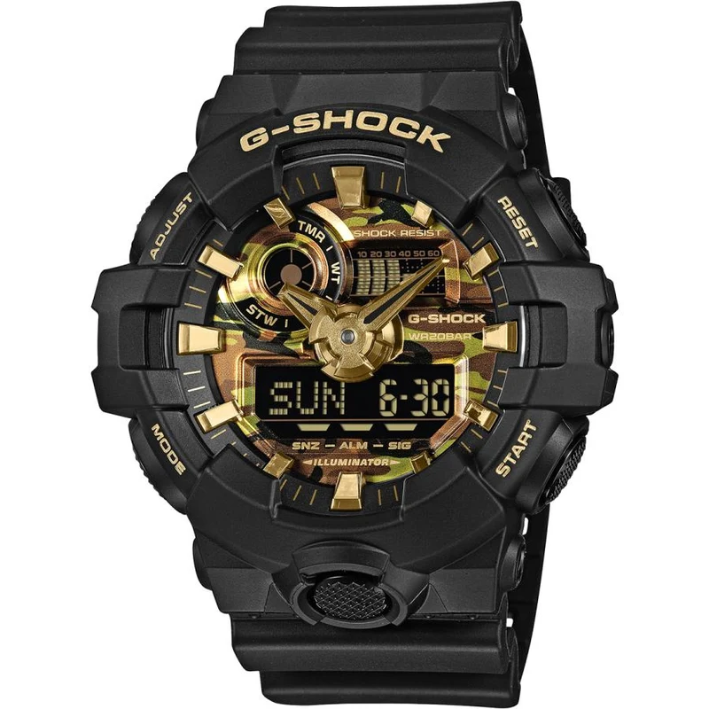 Reloj analógico-digital para hombre CASIO G-SHOCK GA-700CF-1AJF JDM con esfera de camuflaje negro.