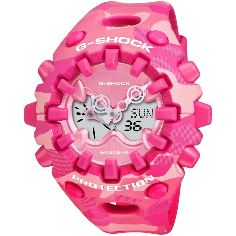 Reloj analógico-digital para hombre CASIO G-SHOCK GA-V01CMG-4AJF JDM, color camuflaje rosa intenso.