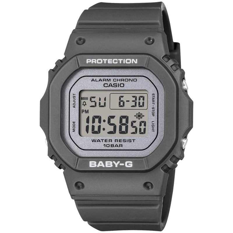 Reloj de mujer CASIO BABY-G BGD-565SC-1JF JDM con esfera brillante negra y diseño digital cuadrado.