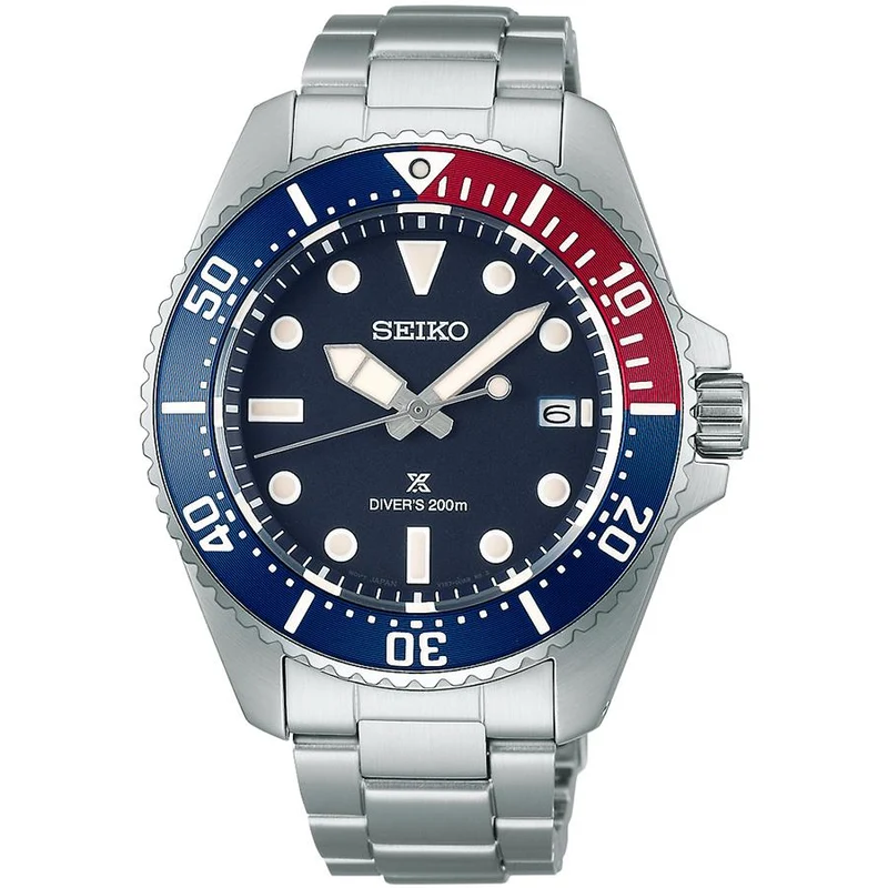 Reloj Seiko Prospex Diver Scuba Solar para hombre SBDJ061, esfera azul marino, bisel color Pepsi