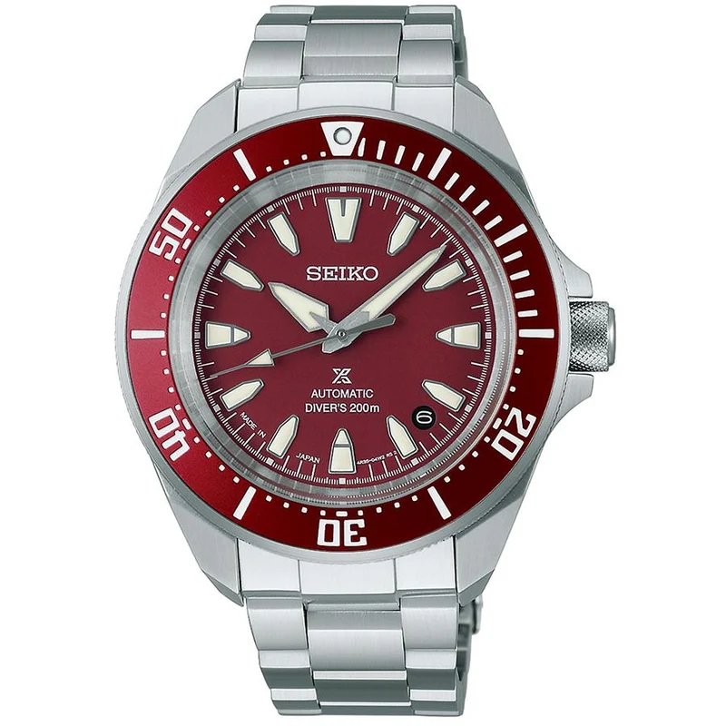 Reloj de buceo automático mecánico Seiko Prospex Samurai SBDY129 para hombre, color rojo