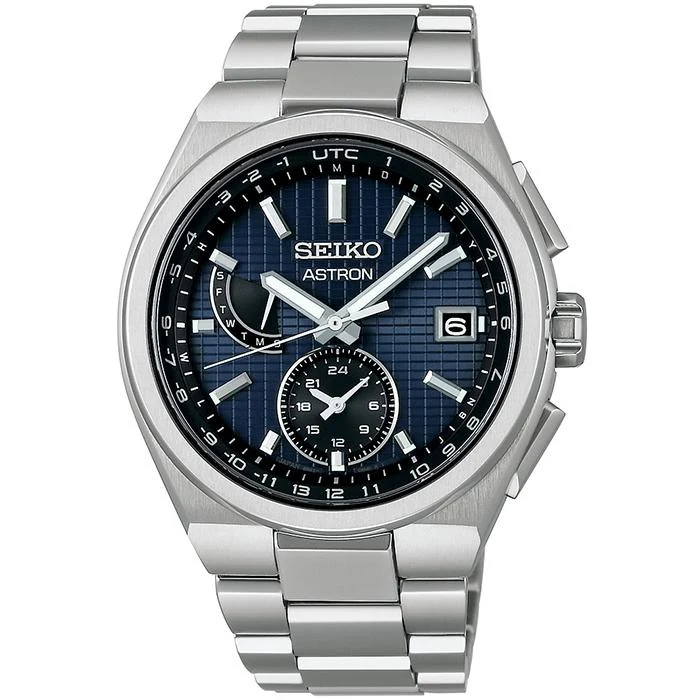 Reloj Seiko Astron NEXTER Utility Design SBXY065 para hombre, radiocontrolado solar, titanio, azul marino