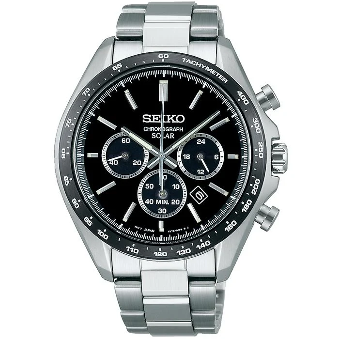 Reloj cronógrafo solar Seiko Selection S Series SBPY167 para hombre, color negro