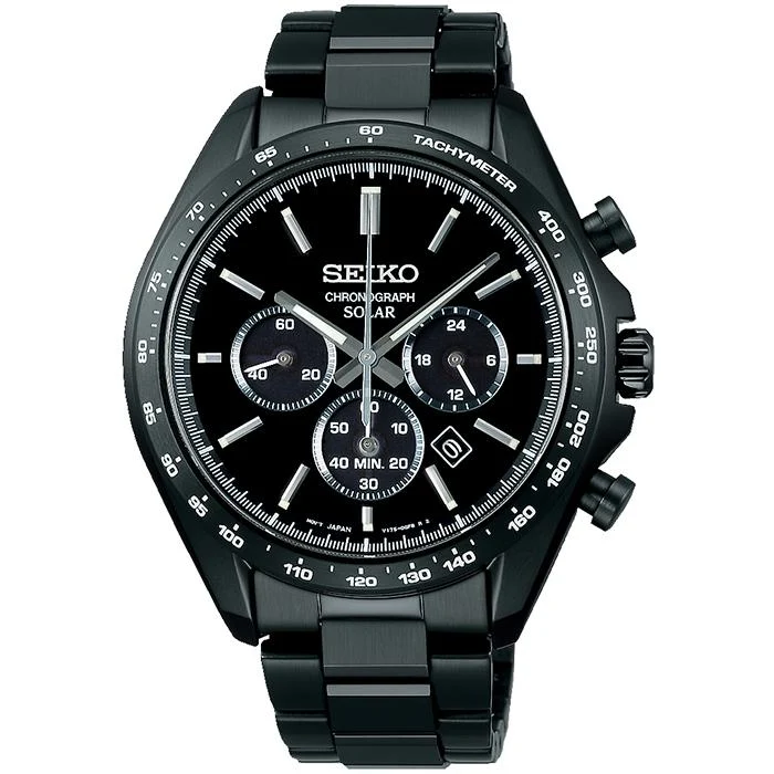 Reloj cronógrafo solar Seiko Selection S Series SBPY169 para hombre, color negro