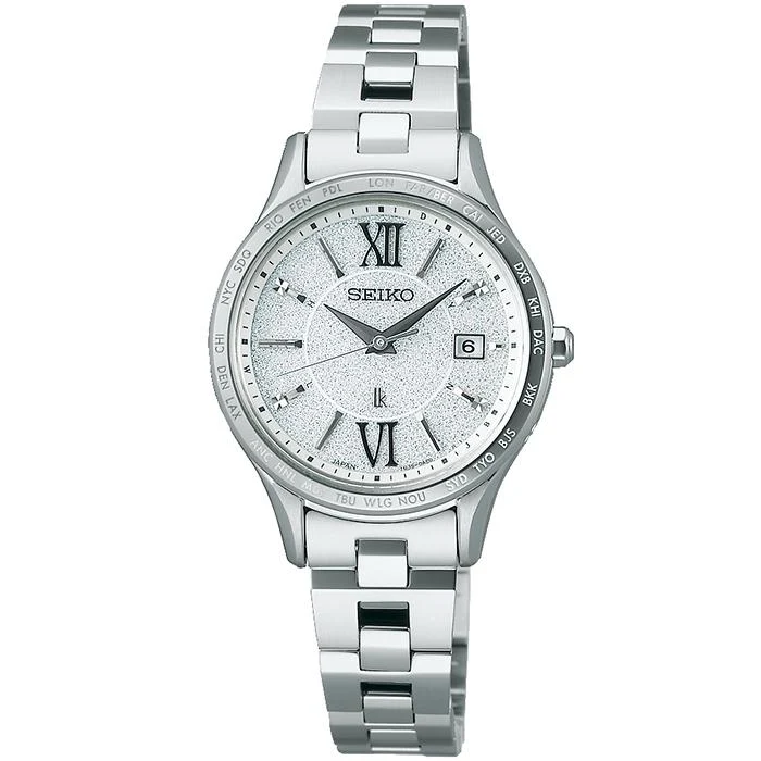 Reloj Seiko Lukia Standard Collection SSVV081 para mujer, radiocontrol solar, hora mundial, totalmente plateado