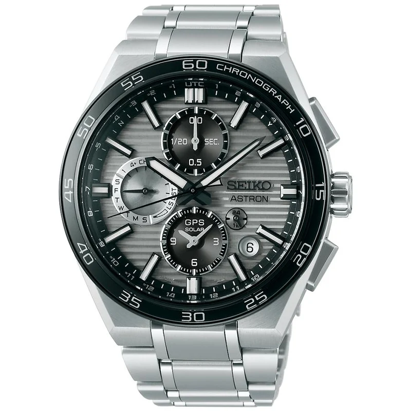 Reloj Seiko Astron Nexter con cronógrafo horizontal de doble hora SBXC177 para hombre con GPS, radio satelital y energía solar