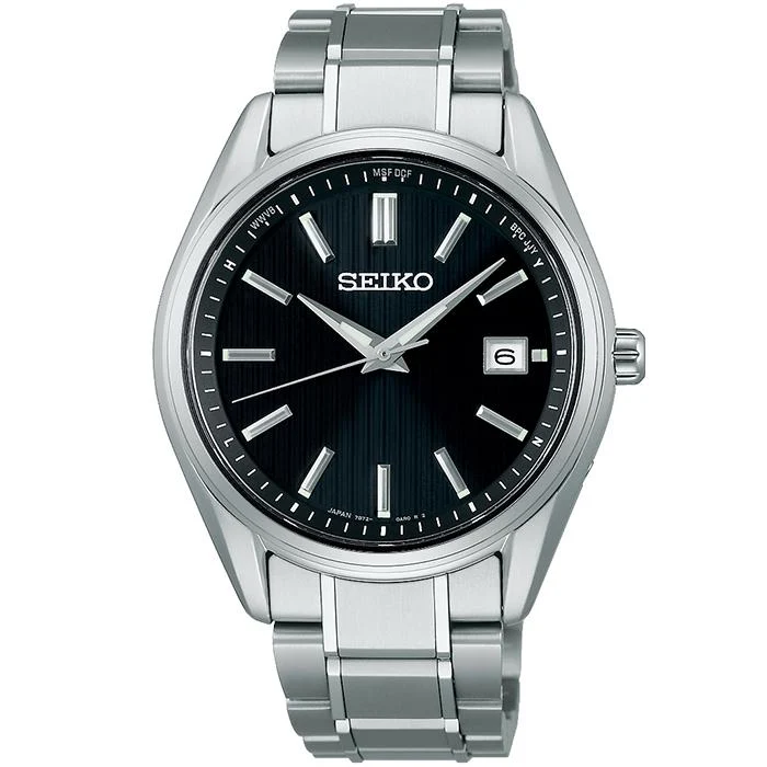 Reloj Seiko Selection S Series Premium SBTM341 para hombre, radiocontrolado solar, 3 manecillas, titanio, negro
