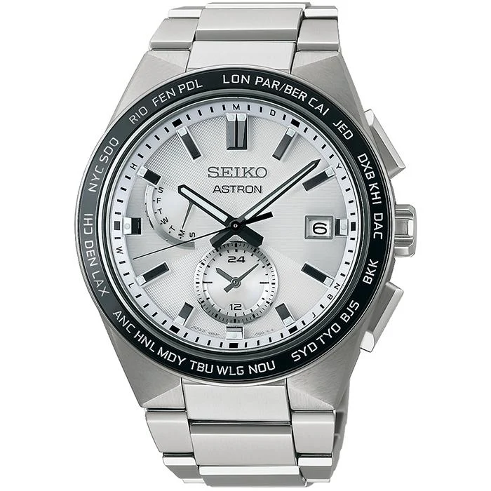 Reloj solar radiocontrolado Seiko Astron NEXTER 2.ª colección NOVA SBXY049 para hombre, blanco [S_BH]