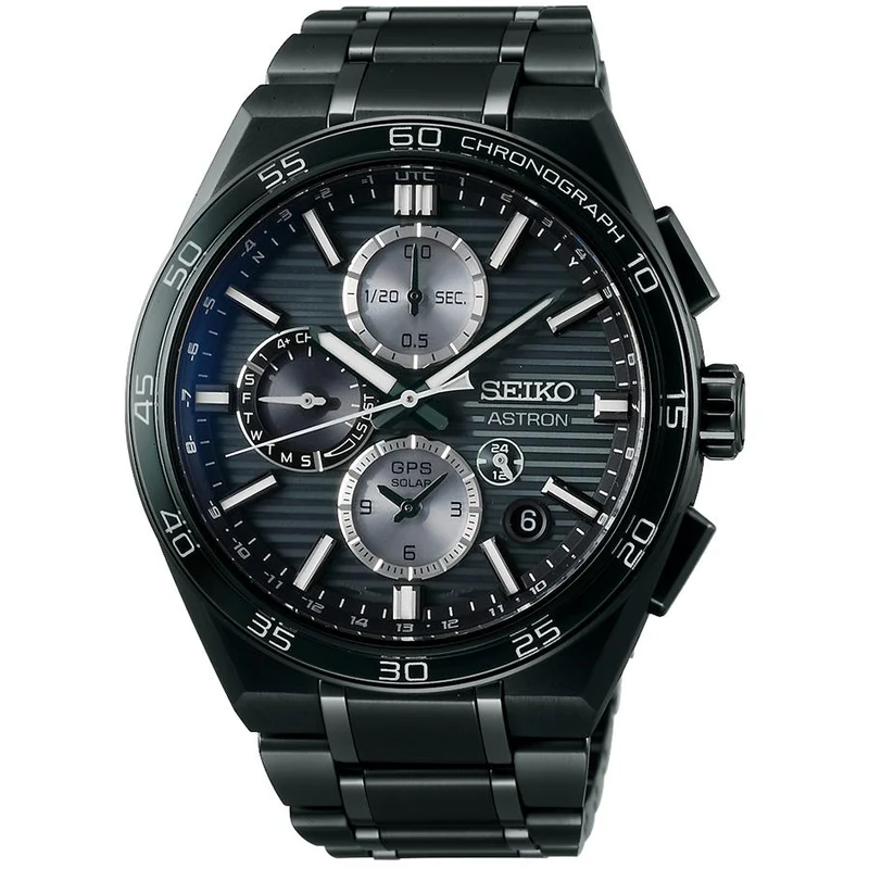 Reloj Seiko Astron Nexter con cronógrafo horizontal de doble hora SBXC179 para hombre con GPS, radio satelital y energía solar