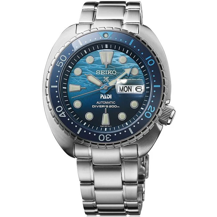 Reloj de buceo mecánico para hombre Seiko Prospex Turtle PADI Special THE GREAT BLUE SBDY125, azul