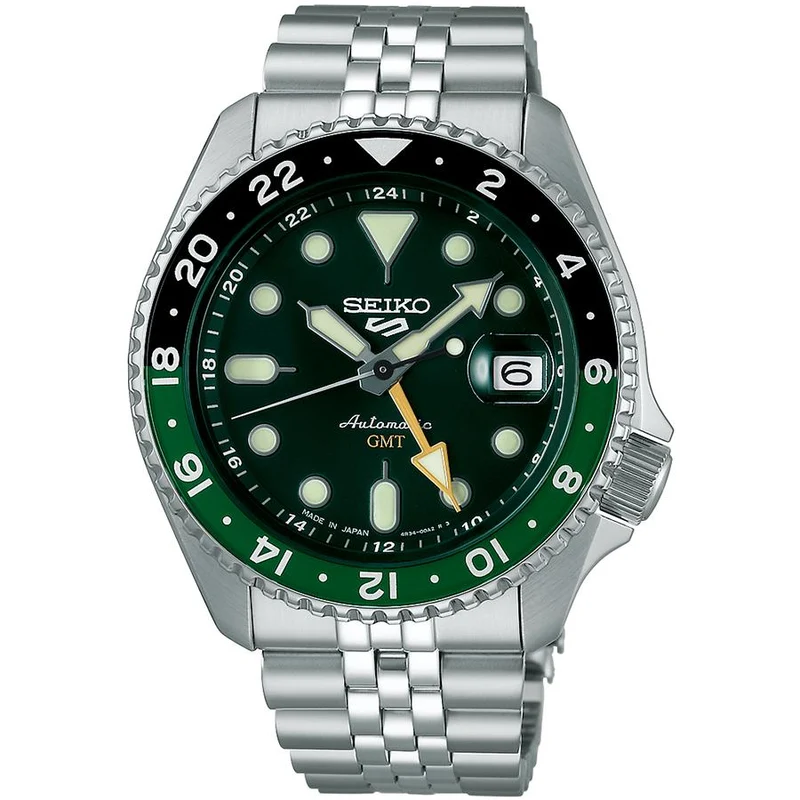 Reloj automático Seiko 5 Sports SKX Sports Style GMT modelo SBSC019 para hombre con esfera verde