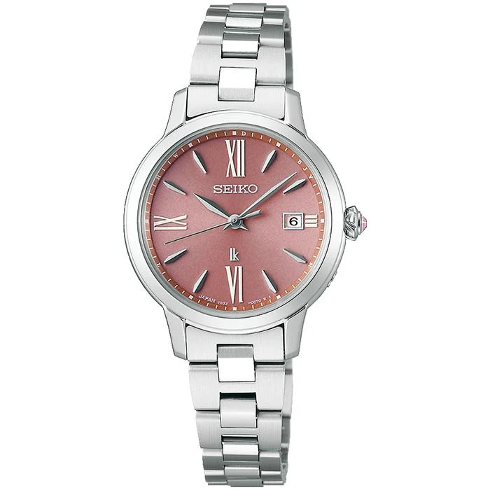 Reloj solar radiocontrolado Seiko Lukia Glow Garnet Glow SSVW219 para mujer, color rosa malva