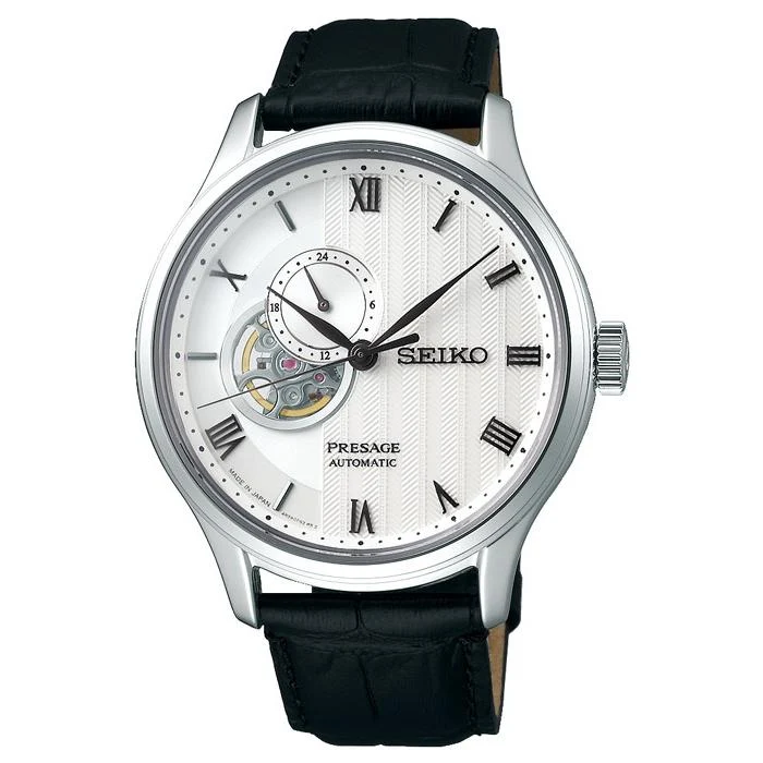 Reloj mecánico automático Seiko Presage Japanese Garden SARY095 para hombre con correa de piel blanca