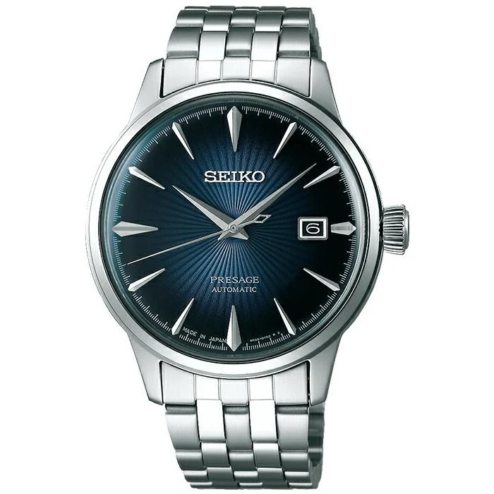 Reloj mecánico automático para hombre Seiko Presage Cocktail Time SARY123 con calendario de luna azul