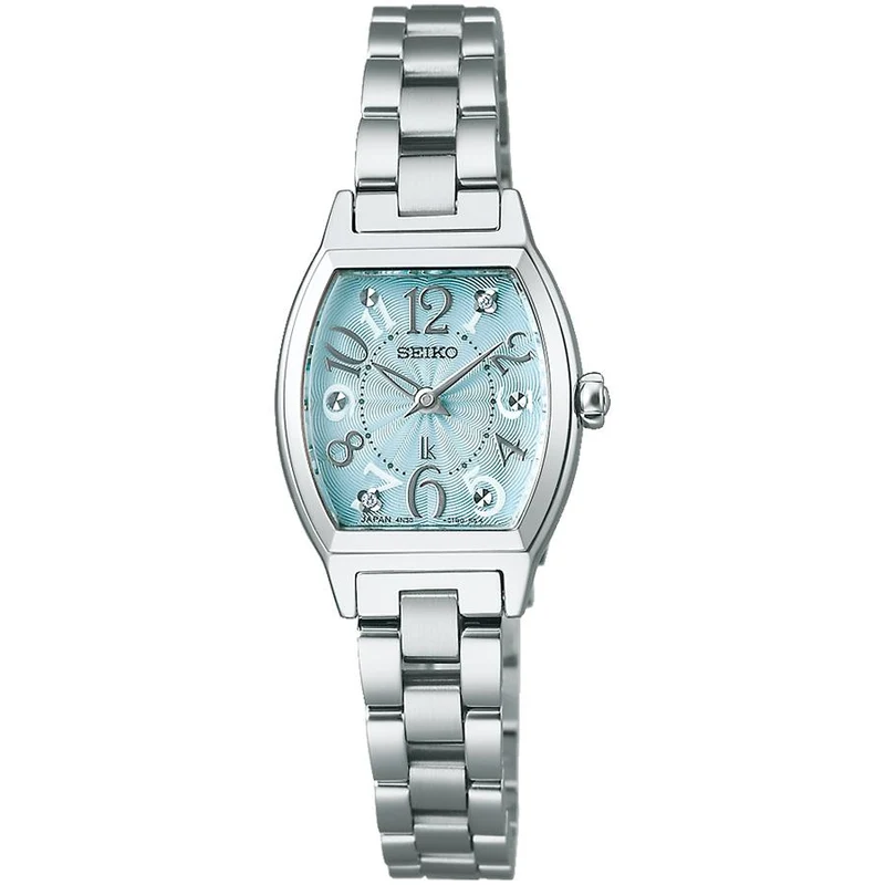 Reloj de cuarzo a batería para mujer Seiko Lukia Happy Collection SSWA011 con movimiento Tonneau y esfera azul