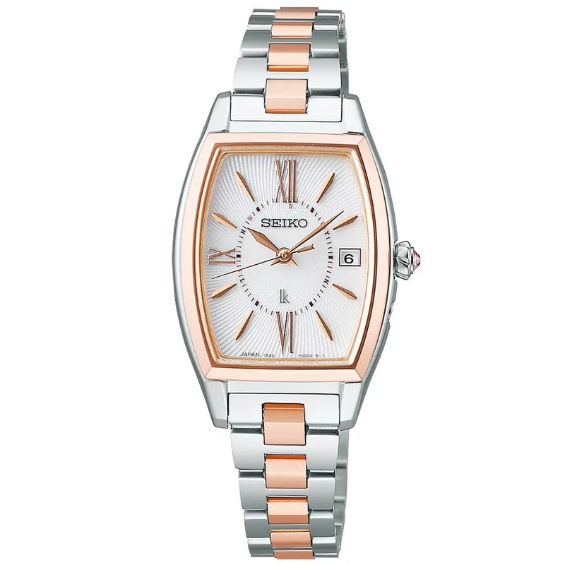 Reloj solar radiocontrolado Seiko LUKIA Grow Blossom SSVW230 para mujer con esfera blanca y correa de metal
