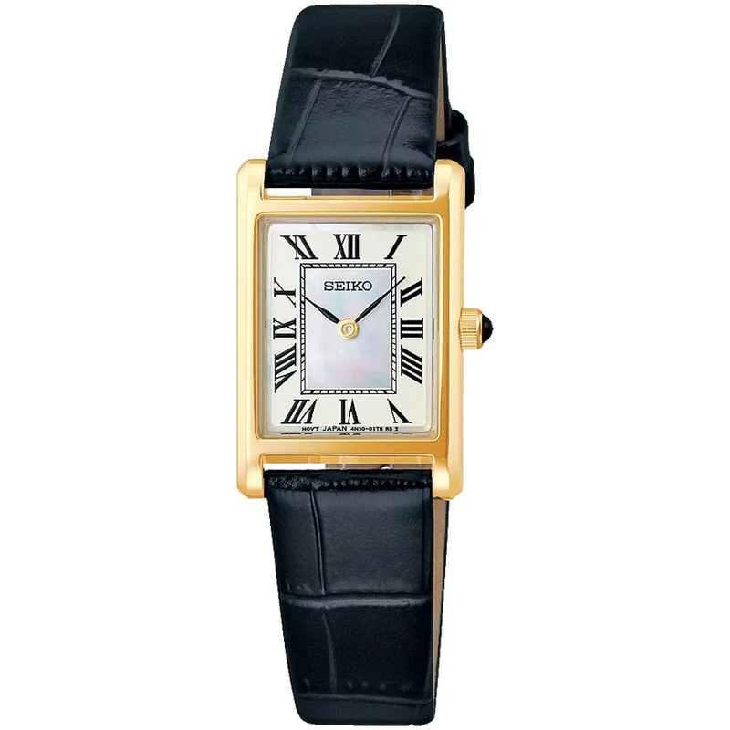 Reloj de cuarzo para mujer SEIKO SELECTION SSEH026 nano・universe Collaboration JDM con esfera de nácar y correa de cuero.