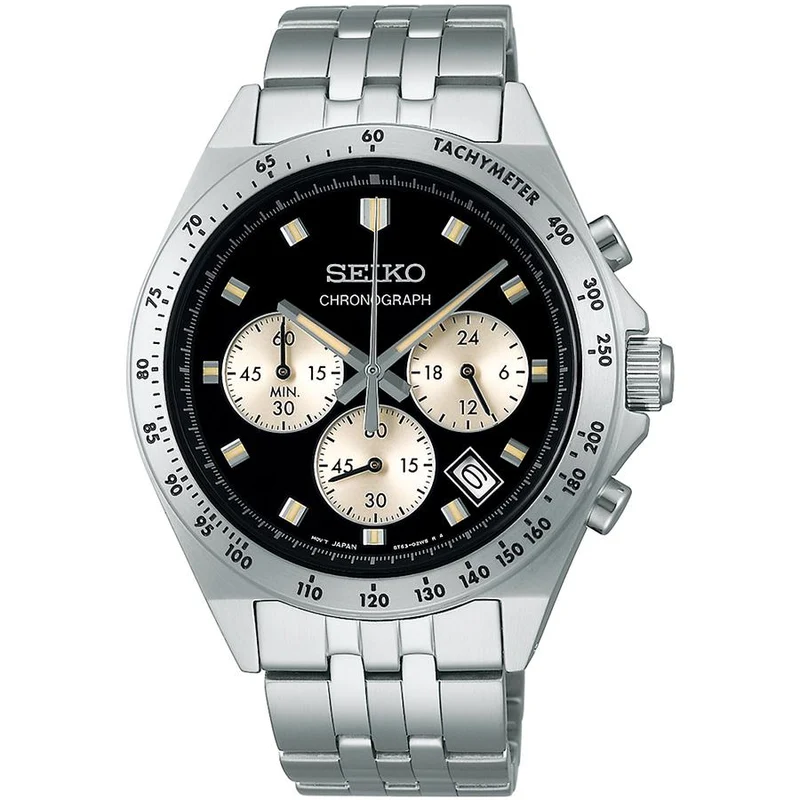 Reloj cronógrafo de cuarzo a batería Seiko Selection S Series 8T Chrono SBTR047 para hombre, color negro