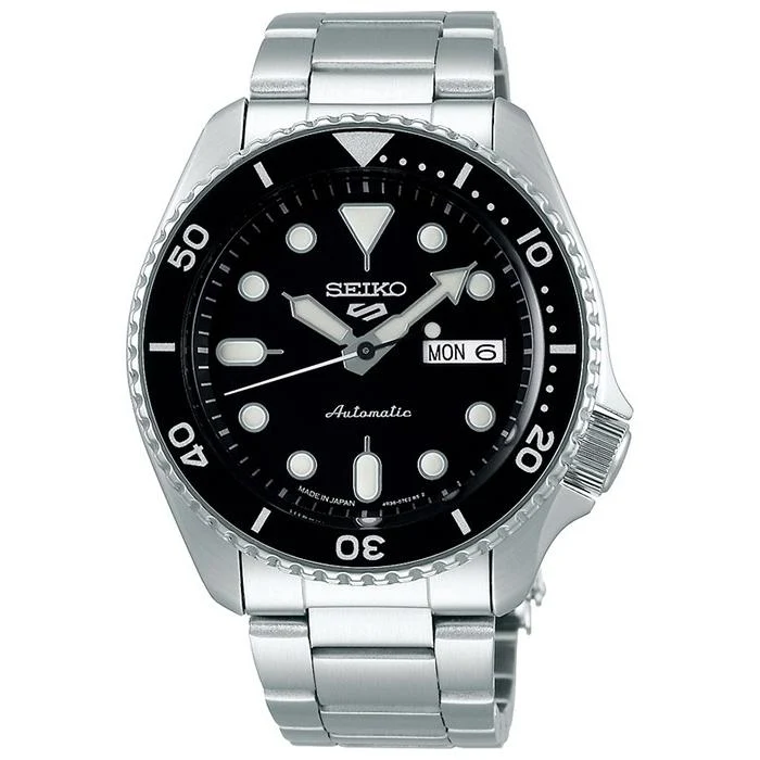 Reloj mecánico automático Seiko 5 Sports SBSA005 para hombre, color negro, con fecha y día.