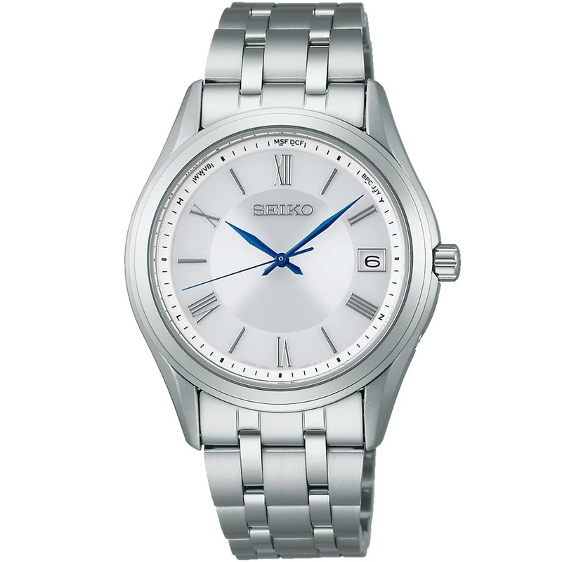 Reloj Seiko Selection Serie S, modelo SBTM357, solar, radiocontrolado, para hombre, acero inoxidable de 3 manecillas y esfera blanca