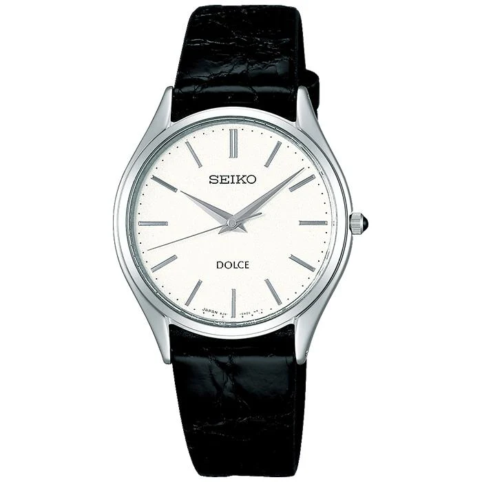 Seiko Dolce & Exceline Pair Quartz SACM171 - Correa de cuero para hombre, color blanco y negro