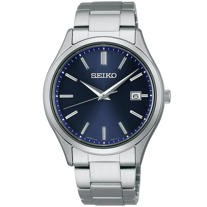 Reloj solar Seiko Selection Serie S Pair SBPX145 para hombre, 3 manecillas, calendario, azul marino