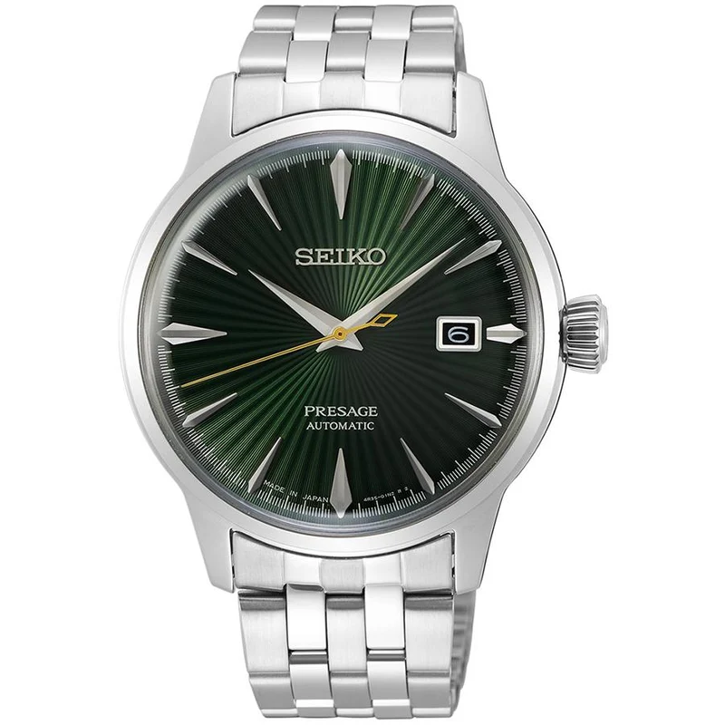 Reloj mecánico automático para hombre Seiko Presage Cocktail Time Mockingbird SARY271 con esfera verde.