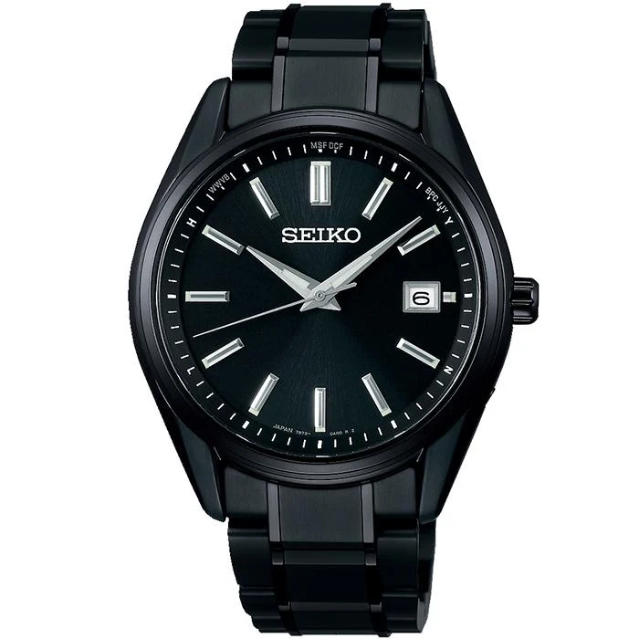 Reloj Seiko Selection S Series Premium SBTM343 para hombre, radiocontrolado solar, titanio de 3 manecillas, negro