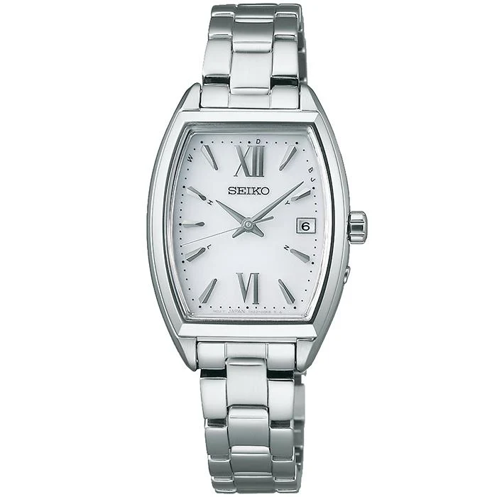 Reloj Seiko Selection S Series SWFH125 para mujer, con correa de piel solar y radiocontrolada, color blanco