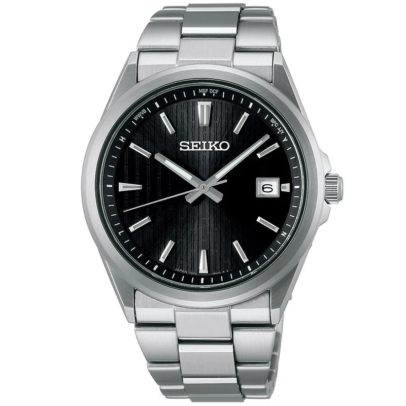 Reloj Seiko Selection S Series Premium SBTM351 para hombre, radiocontrolado solar, acero inoxidable de 3 manecillas, color negro