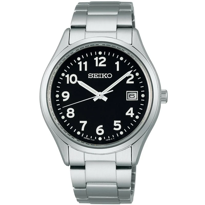 Reloj solar Seiko Selection S Series SBPX155 para hombre, 3 manecillas con números arábigos y esfera negra