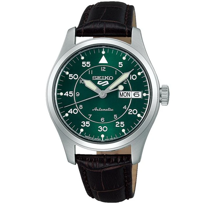 Reloj mecánico Seiko 5 Sports Field Suit Style Mid-Size SBSA203 para hombre y mujer con correa de cuero
