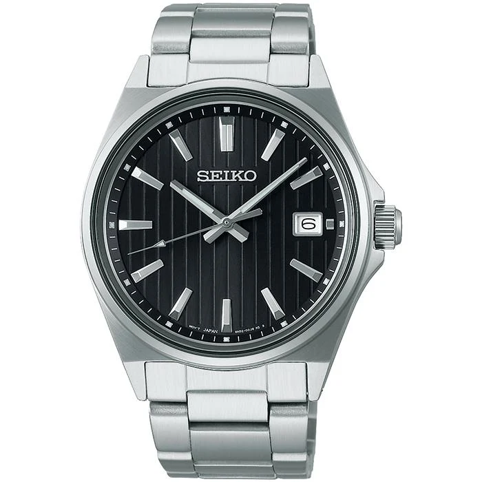 Reloj de cuarzo Seiko Selection Serie S de 3 manecillas, modelo SBTH005, para hombre, con esfera negra a batería
