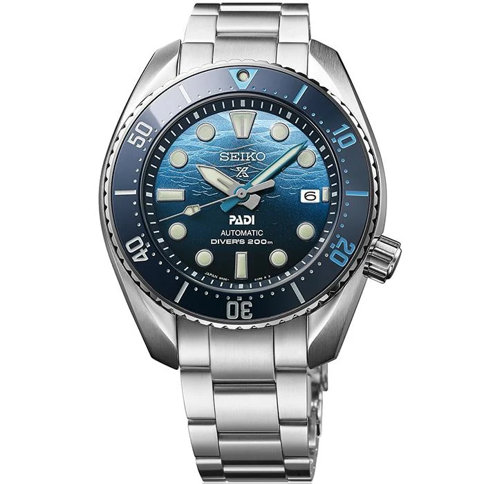Reloj de buceo mecánico para hombre Seiko Prospex Sumo PADI Special THE GREAT BLUE SBDC189, azul exclusivo