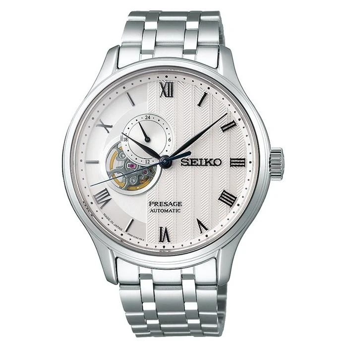 Reloj mecánico automático para hombre Seiko Presage Japanese Garden Limited Store, modelo SARY153, con correa de metal blanco