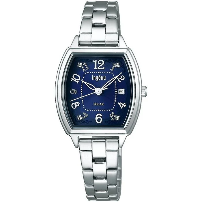 Reloj Alba Angenie Starting Solar para mujer, color plata/azul marino, con calendario y fecha, AHJD415