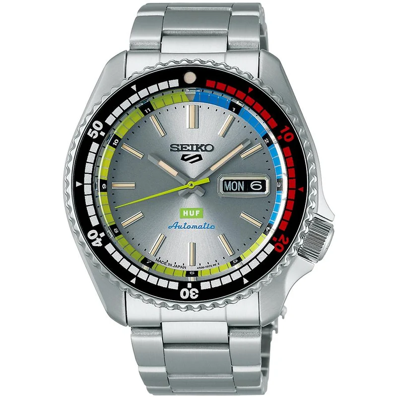 Reloj automático Seiko 5 Sports SKX Series HUF Collaboration Edición limitada Regatta Timer Hommage SBSA279 para hombre