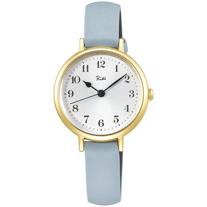 Reloj de cuarzo Alba Riki Classic Series AKQK446 para hombre y mujer con correa de piel blanca