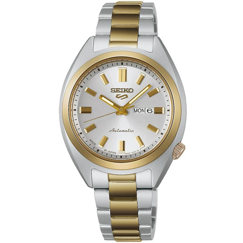 Reloj automático para mujer Seiko 5 Sports SNXS Series, tamaño pequeño, caja Hebitama SRRA012, con esfera de oro blanco, lanzado el 5 de diciembre.