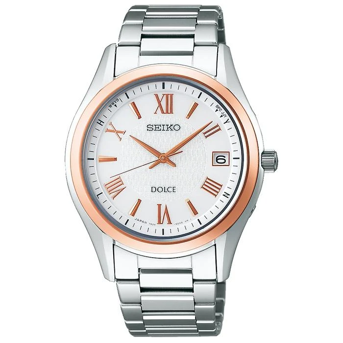 Reloj Seiko Dolce & Exceline Pair Solar Radio-Controlled SADZ200 para hombre con correa de metal de titanio blanca