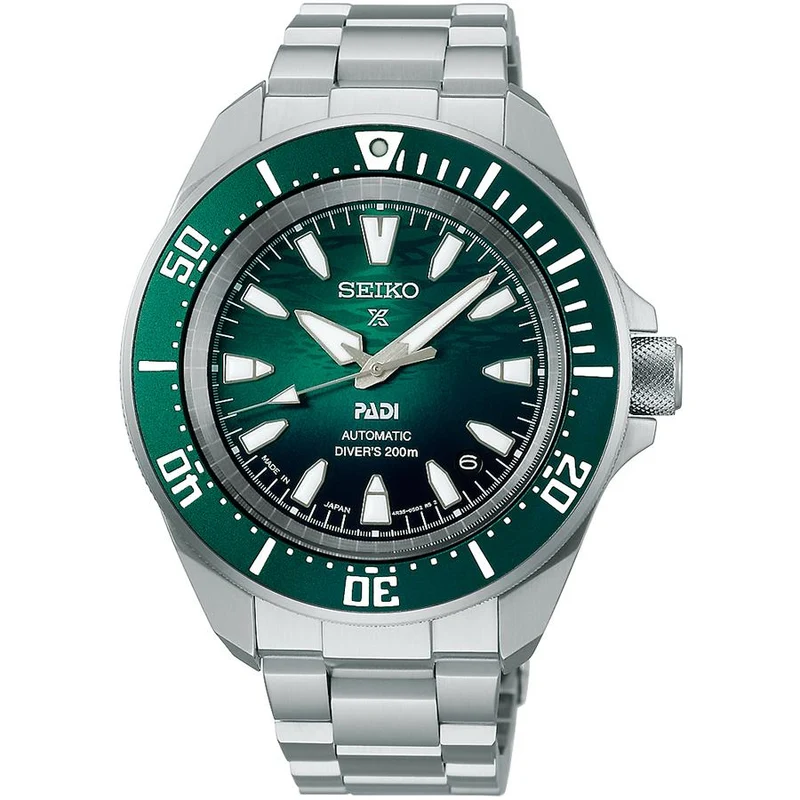 Reloj de buceo mecánico Seiko Prospex Samurai PADI Special Edition SBDY135 para hombre, color verde esmeralda