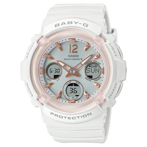 Reloj CASIO Baby-G radiocontrolado con esqueleto solar blanco para mujer BGA-2800-7AJF