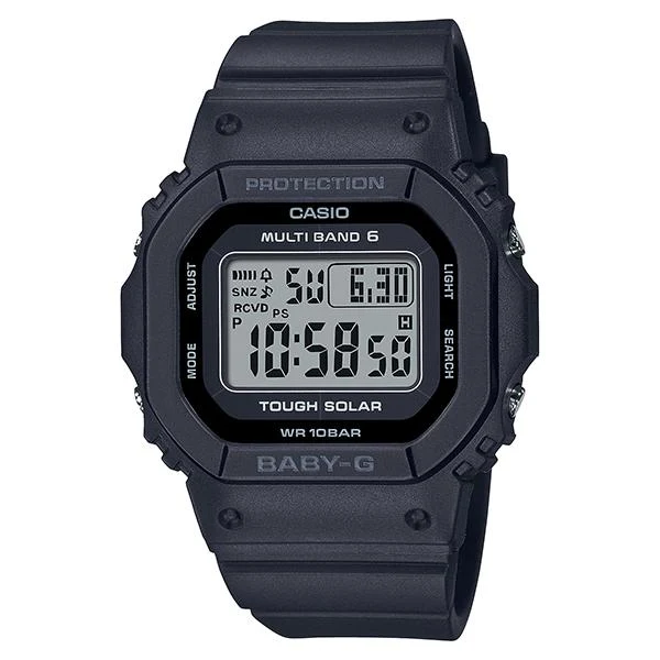 Reloj digital solar radiocontrolado CASIO Baby-G BGD-5650-1JF para mujer, color negro