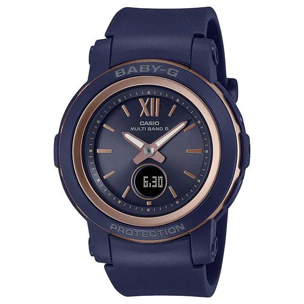 Reloj solar radiocontrolado CASIO Baby-G BASIC BGA-2900-2AJF, azul marino, para mujer